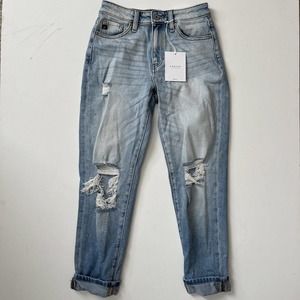 KanCan Distressed High Rise Relaxed Tapered Mom Jeans